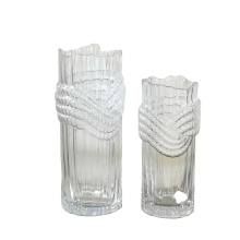 Embossed decorative transparent glass crystal vases
